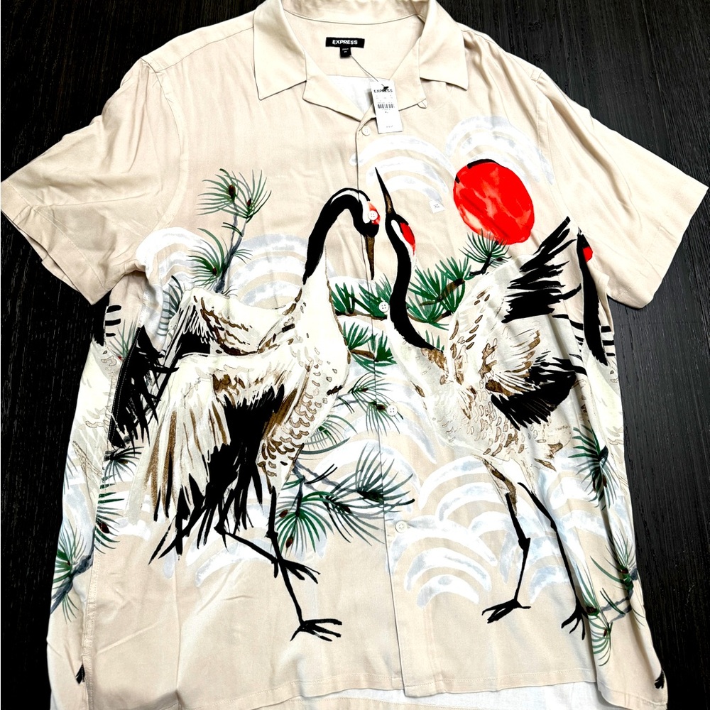 EXPRESS - Abstract Rayon Short Sleeve Shirt Men’s XL